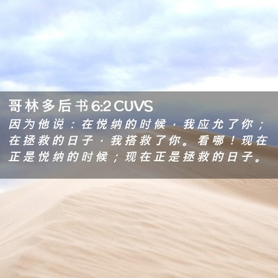 Picture 02 - 哥 林 多 后 书 6:2 CUVS - 因 为 他 说 ： 在 悦 纳 的 时 候 ， - Bible Verse Picture