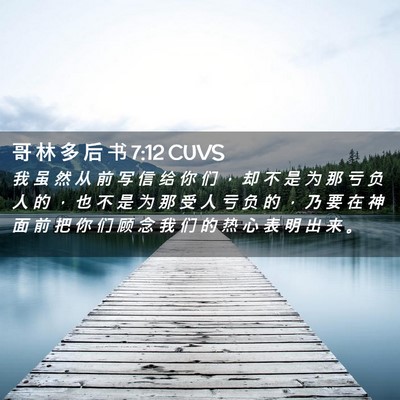 Picture 02 - 哥 林 多 后 书 7:12 CUVS - 我 虽 然 从 前 写 信 给 你 们 ， 却 - Bible Verse Picture