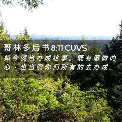 Picture 02 - 哥 林 多 后 书 8:11 CUVS - 如 今 就 当 办 成 这 事 。 既 有 愿 - Bible Verse Picture
