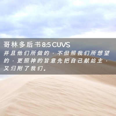 Picture 02 - 哥 林 多 后 书 8:5 CUVS - 并 且 他 们 所 做 的 ， 不 但 照 我 - Bible Verse Picture