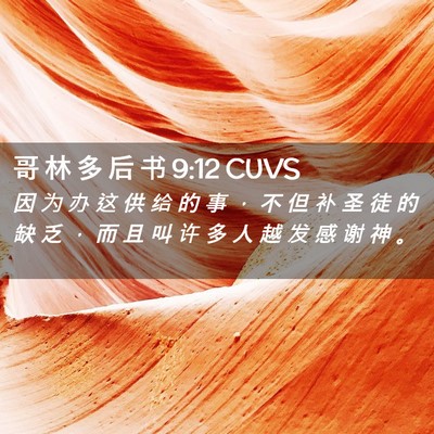 Picture 02 - 哥 林 多 后 书 9:12 CUVS - 因 为 办 这 供 给 的 事 ， 不 但 补 - Bible Verse Picture
