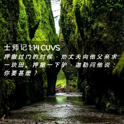 Picture 02 - 士 师 记 1:14 CUVS - 押 撒 过 门 的 时 候 ， 劝 丈 夫 向 - Bible Verse Picture