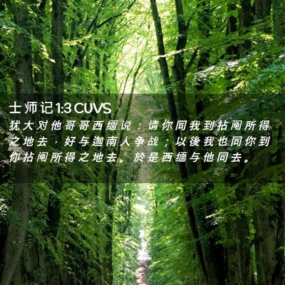 Picture 02 - 士 师 记 1:3 CUVS - 犹 大 对 他 哥 哥 西 缅 说 ： 请 你 - Bible Verse Picture