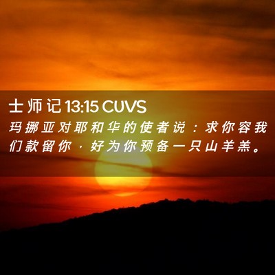 Picture 02 - 士 师 记 13:15 CUVS - 玛 挪 亚 对 耶 和 华 的 使 者 说 ： - Bible Verse Picture