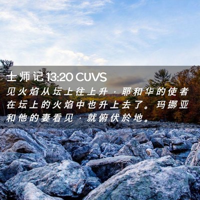 Picture 02 - 士 师 记 13:20 CUVS - 见 火 焰 从 坛 上 往 上 升 ， 耶 和 - Bible Verse Picture