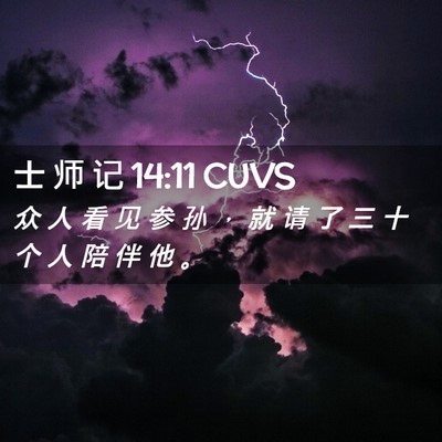 Picture 02 - 士 师 记 14:11 CUVS - 众 人 看 见 参 孙 ， 就 请 了 三 十 - Bible Verse Picture