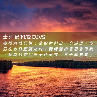 Picture 02 - 士 师 记 14:12 CUVS - 参 孙 对 他 们 说 ： 我 给 你 们 出 - Bible Verse Picture