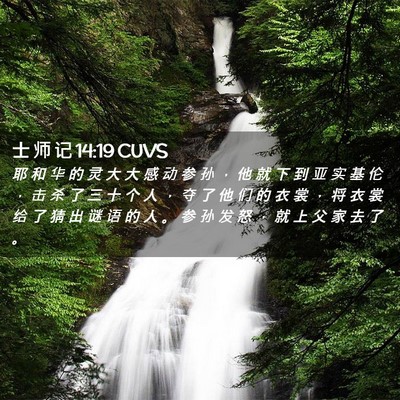 Picture 02 - 士 师 记 14:19 CUVS - 耶 和 华 的 灵 大 大 感 动 参 孙 ， - Bible Verse Picture