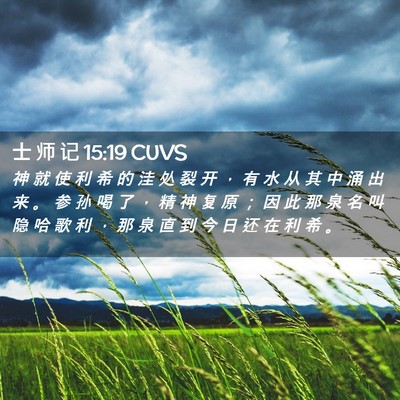 Picture 02 - 士 师 记 15:19 CUVS - 神 就 使 利 希 的 洼 处 裂 开 ， 有 - Bible Verse Picture
