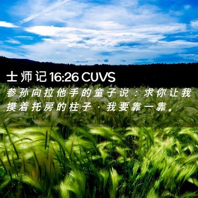 Picture 02 - 士 师 记 16:26 CUVS - 参 孙 向 拉 他 手 的 童 子 说 ： 求 - Bible Verse Picture
