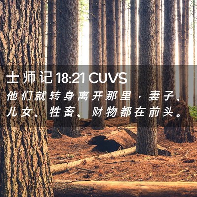 Picture 02 - 士 师 记 18:21 CUVS - 他 们 就 转 身 离 开 那 里 ， 妻 子 - Bible Verse Picture
