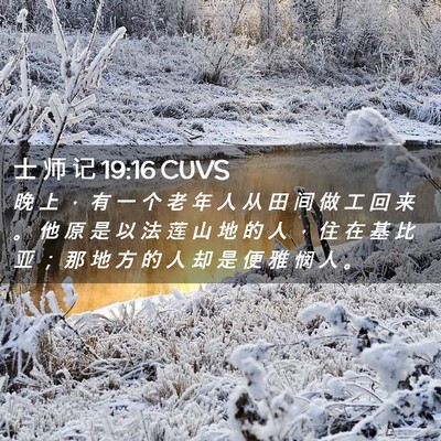 Picture 02 - 士 师 记 19:16 CUVS - 晚 上 ， 有 一 个 老 年 人 从 田 间 - Bible Verse Picture