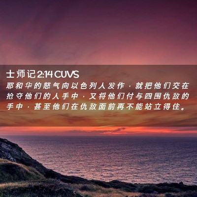 Picture 02 - 士 师 记 2:14 CUVS - 耶 和 华 的 怒 气 向 以 色 列 人 发 - Bible Verse Picture