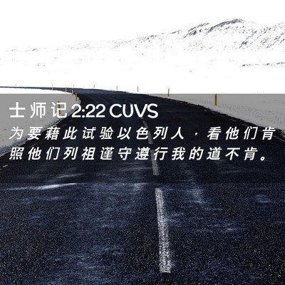 Picture 02 - 士 师 记 2:22 CUVS - 为 要 藉 此 试 验 以 色 列 人 ， 看 - Bible Verse Picture