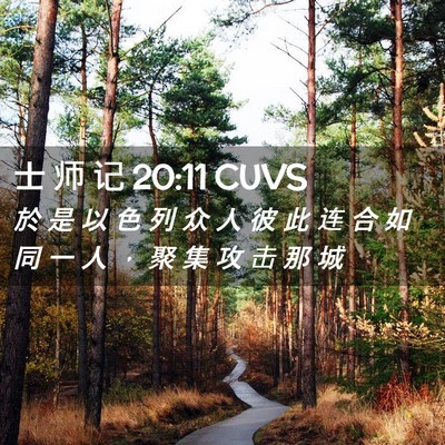 Picture 02 - 士 师 记 20:11 CUVS - 於 是 以 色 列 众 人 彼 此 连 合 如 - Bible Verse Picture