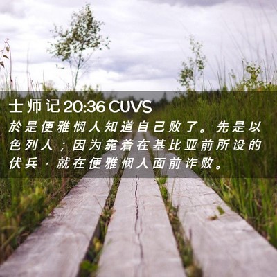 Picture 02 - 士 师 记 20:36 CUVS - 於 是 便 雅 悯 人 知 道 自 己 败 了 - Bible Verse Picture