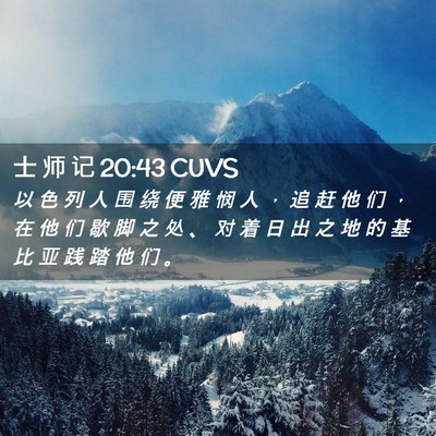 Picture 02 - 士 师 记 20:43 CUVS - 以 色 列 人 围 绕 便 雅 悯 人 ， 追 - Bible Verse Picture
