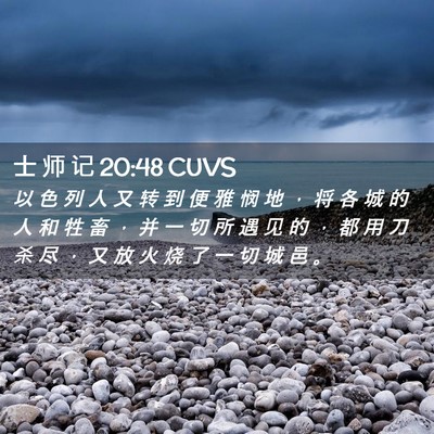 Picture 02 - 士 师 记 20:48 CUVS - 以 色 列 人 又 转 到 便 雅 悯 地 ， - Bible Verse Picture