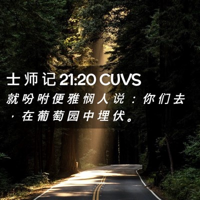 Picture 02 - 士 师 记 21:20 CUVS - 就 吩 咐 便 雅 悯 人 说 ： 你 们 去 - Bible Verse Picture