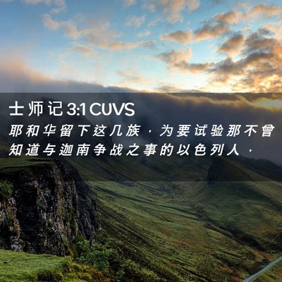 Picture 02 - 士 师 记 3:1 CUVS - 耶 和 华 留 下 这 几 族 ， 为 要 试 - Bible Verse Picture