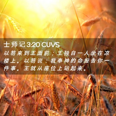 Picture 02 - 士 师 记 3:20 CUVS - 以 笏 来 到 王 面 前 ； 王 独 自 一 - Bible Verse Picture