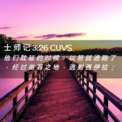 Picture 02 - 士 师 记 3:26 CUVS - 他 们 耽 延 的 时 候 ， 以 笏 就 逃 - Bible Verse Picture