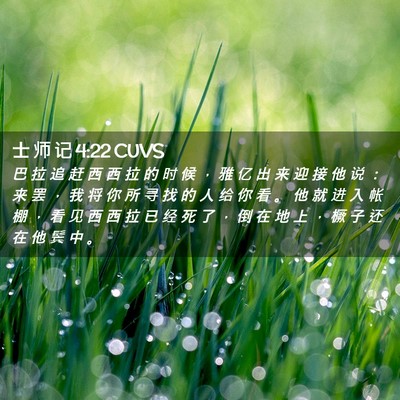 Picture 02 - 士 师 记 4:22 CUVS - 巴 拉 追 赶 西 西 拉 的 时 候 ， 雅 - Bible Verse Picture