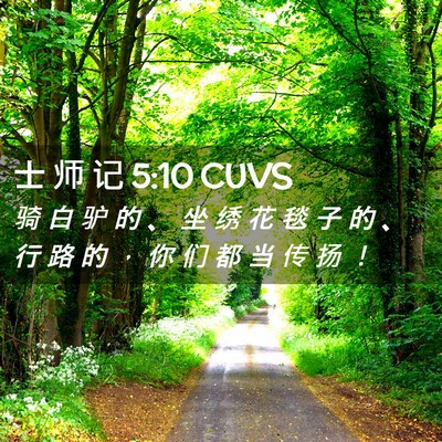 Picture 02 - 士 师 记 5:10 CUVS - 骑 白 驴 的 、 坐 绣 花 毯 子 的 、 - Bible Verse Picture