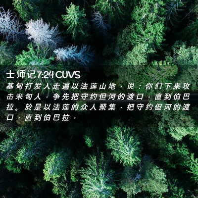 Picture 02 - 士 师 记 7:24 CUVS - 基 甸 打 发 人 走 遍 以 法 莲 山 地 - Bible Verse Picture