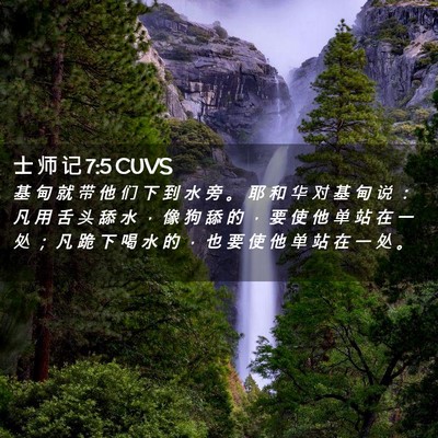 Picture 02 - 士 师 记 7:5 CUVS - 基 甸 就 带 他 们 下 到 水 旁 。 耶 - Bible Verse Picture