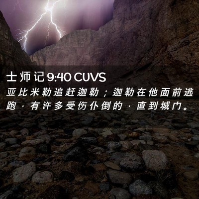 Picture 02 - 士 师 记 9:40 CUVS - 亚 比 米 勒 追 赶 迦 勒 ； 迦 勒 在 - Bible Verse Picture