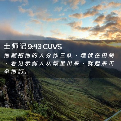 Picture 02 - 士 师 记 9:43 CUVS - 他 就 把 他 的 人 分 作 三 队 ， 埋 - Bible Verse Picture