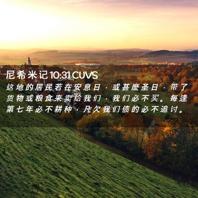 Picture 02 - 尼 希 米 记 10:31 CUVS - 这 地 的 居 民 若 在 安 息 日 ， 或 - Bible Verse Picture