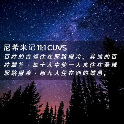 Picture 02 - 尼 希 米 记 11:1 CUVS - 百 姓 的 首 领 住 在 耶 路 撒 冷 。 - Bible Verse Picture