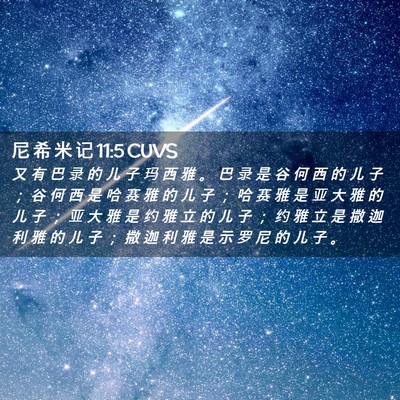 Picture 02 - 尼 希 米 记 11:5 CUVS - 又 有 巴 录 的 儿 子 玛 西 雅 。 巴 - Bible Verse Picture
