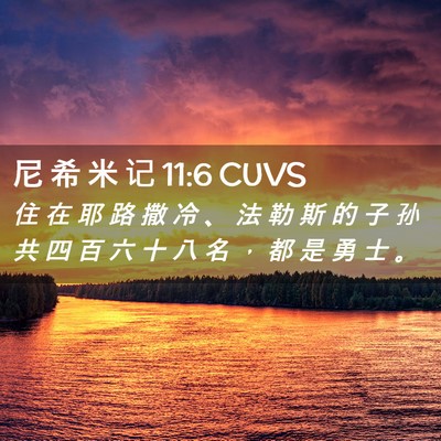 Picture 02 - 尼 希 米 记 11:6 CUVS - 住 在 耶 路 撒 冷 、 法 勒 斯 的 子 - Bible Verse Picture