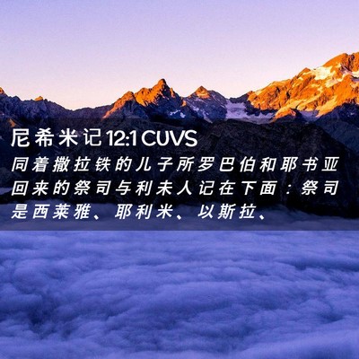 Picture 02 - 尼 希 米 记 12:1 CUVS - 同 着 撒 拉 铁 的 儿 子 所 罗 巴 伯 - Bible Verse Picture