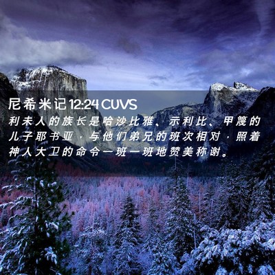 Picture 02 - 尼 希 米 记 12:24 CUVS - 利 未 人 的 族 长 是 哈 沙 比 雅 、 - Bible Verse Picture