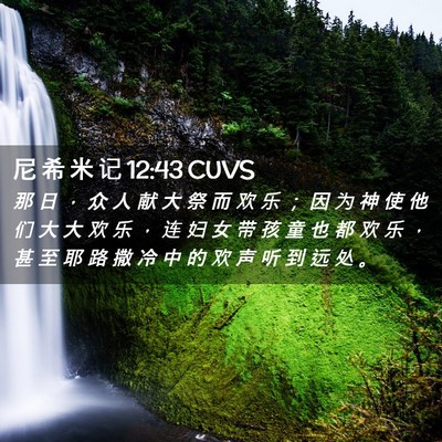 Picture 02 - 尼 希 米 记 12:43 CUVS - 那 日 ， 众 人 献 大 祭 而 欢 乐 ； - Bible Verse Picture