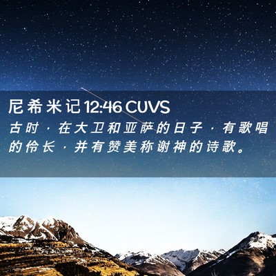 Picture 02 - 尼 希 米 记 12:46 CUVS - 古 时 ， 在 大 卫 和 亚 萨 的 日 子 - Bible Verse Picture