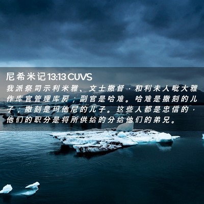 Picture 02 - 尼 希 米 记 13:13 CUVS - 我 派 祭 司 示 利 米 雅 、 文 士 撒 - Bible Verse Picture