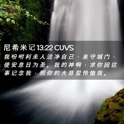 Picture 02 - 尼 希 米 记 13:22 CUVS - 我 吩 咐 利 未 人 洁 净 自 己 ， 来 - Bible Verse Picture
