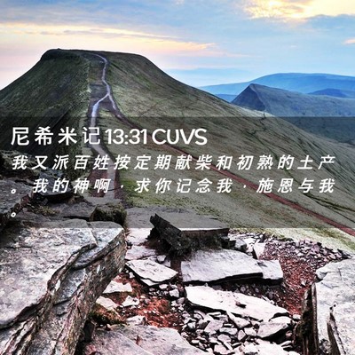 Picture 02 - 尼 希 米 记 13:31 CUVS - 我 又 派 百 姓 按 定 期 献 柴 和 初 - Bible Verse Picture
