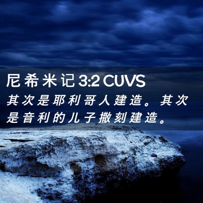 Picture 02 - 尼 希 米 记 3:2 CUVS - 其 次 是 耶 利 哥 人 建 造 。 其 次 - Bible Verse Picture