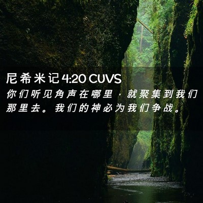 Picture 02 - 尼 希 米 记 4:20 CUVS - 你 们 听 见 角 声 在 哪 里 ， 就 聚 - Bible Verse Picture