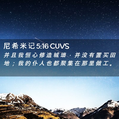 Picture 02 - 尼 希 米 记 5:16 CUVS - 并 且 我 恒 心 修 造 城 墙 ， 并 没 - Bible Verse Picture