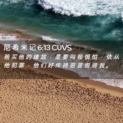Picture 02 - 尼 希 米 记 6:13 CUVS - 贿 买 他 的 缘 故 ， 是 要 叫 我 惧 - Bible Verse Picture