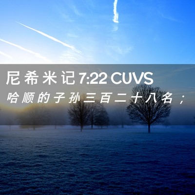 Picture 02 - 尼 希 米 记 7:22 CUVS - 哈 顺 的 子 孙 三 百 二 十 八 名 - Bible Verse Picture