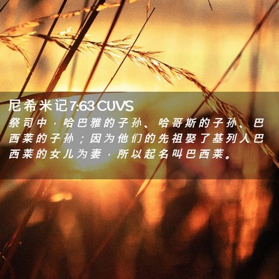 Picture 02 - 尼 希 米 记 7:63 CUVS - 祭 司 中 ， 哈 巴 雅 的 子 孙 、 哈 - Bible Verse Picture
