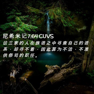 Picture 02 - 尼 希 米 记 7:64 CUVS - 这 三 家 的 人 在 族 谱 之 中 寻 查 - Bible Verse Picture